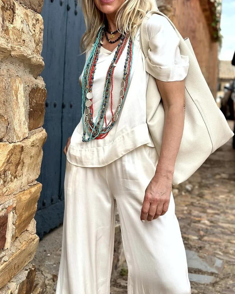 Gabriela - Conjunto Bohemio de Blusa y Pantalón con Caída Fluida Elegante