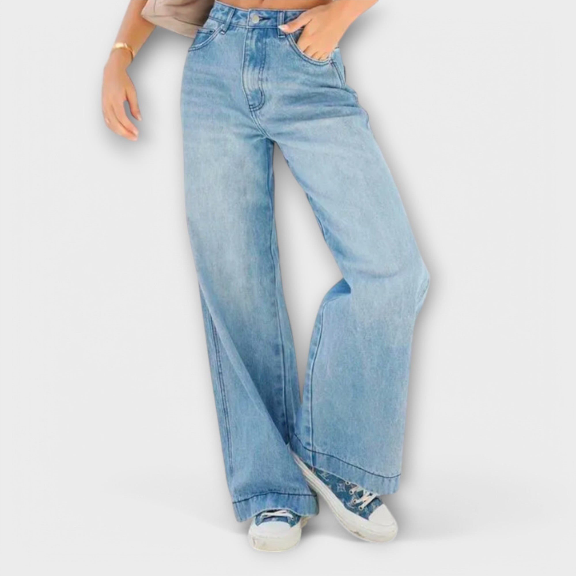 Sofía - Jeans Denim de Tiro Alto con Corte Wide Leg Elegante