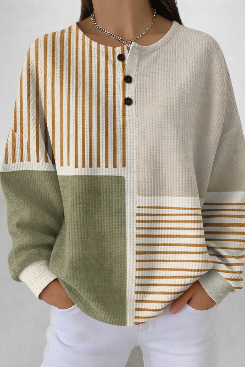 Regina - Blusa Patchwork Moderna de Corte Casual Premium