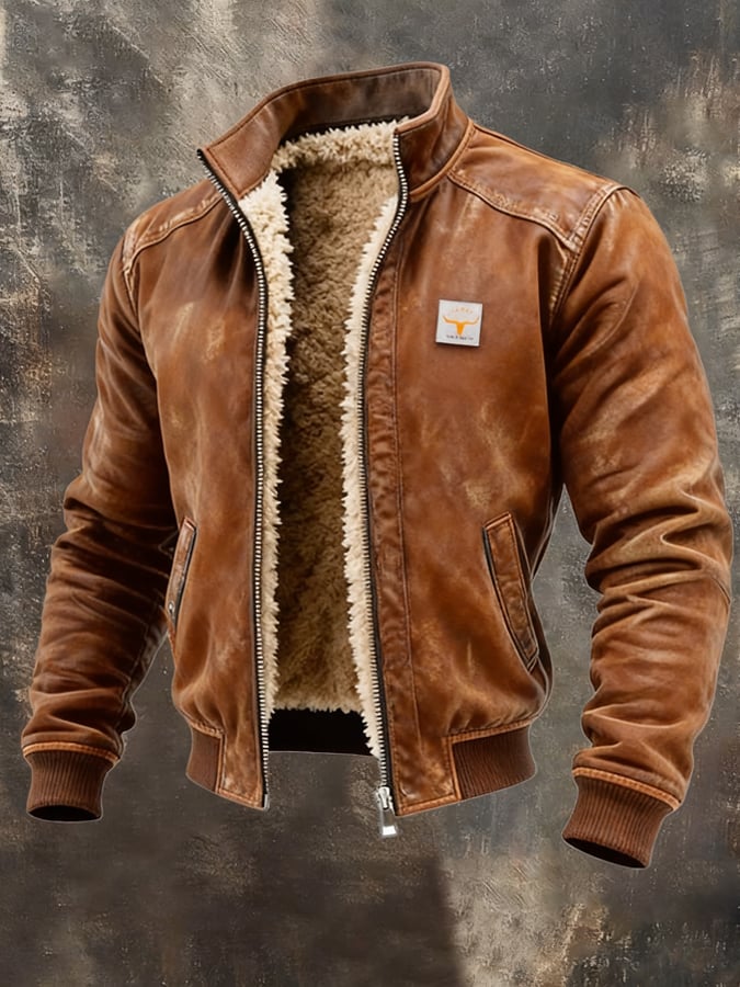 Ricardo - Chaqueta Aviador Forrada de Cuero Vintage Premium