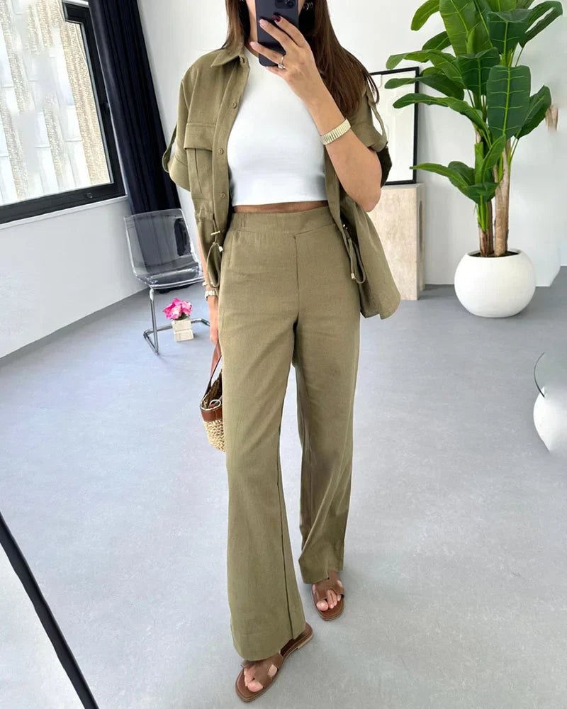 Mariana - Conjunto Casual de Camisa y Pantalón con Corte Relajado Elegante