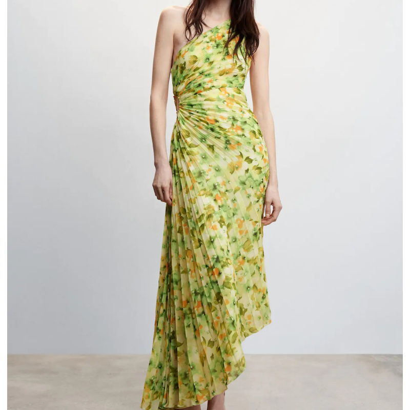 Alejandra - Vestido Largo Asimétrico con Drapado Elegante y Caída Fluida