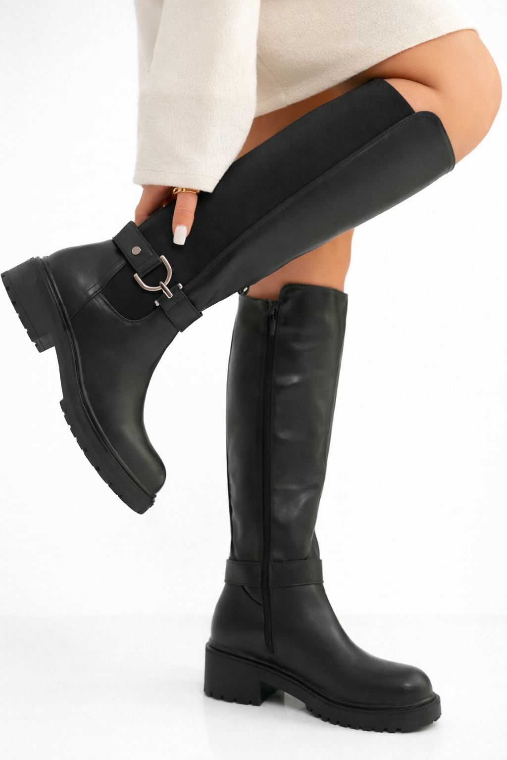 Daniela - Botas Altas Urbanas con Hebilla Metálica Premium