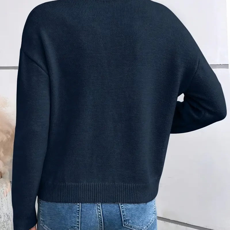 Daniela - Suéter Elegante con Cuello en V y Detalle de Encaje Sofisticado