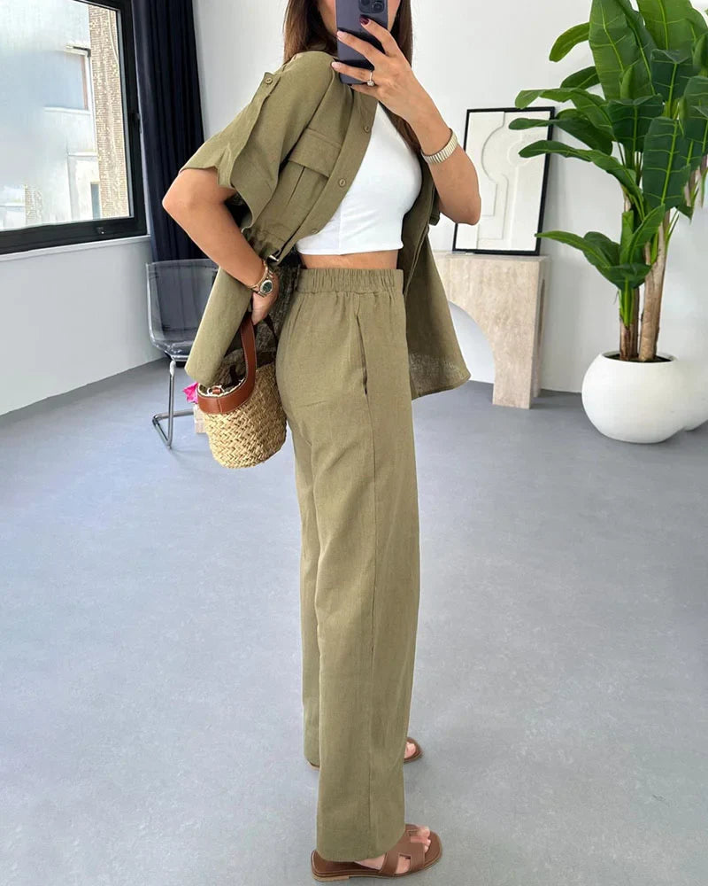 Mariana - Conjunto Casual de Camisa y Pantalón con Corte Relajado Elegante