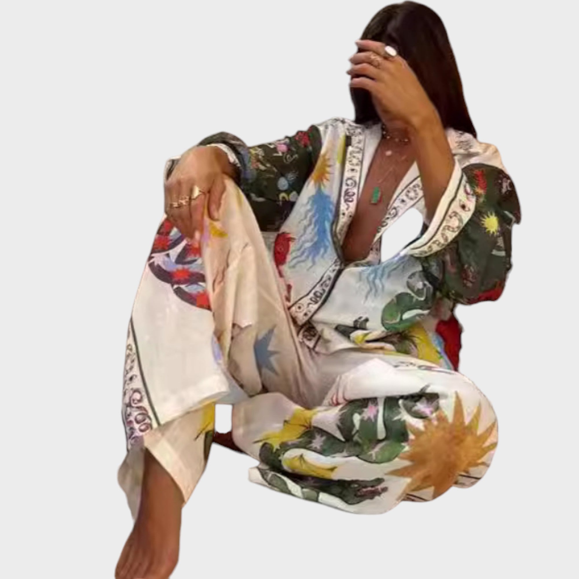 Valentina - Conjunto Elegante Estampado de Satén Premium