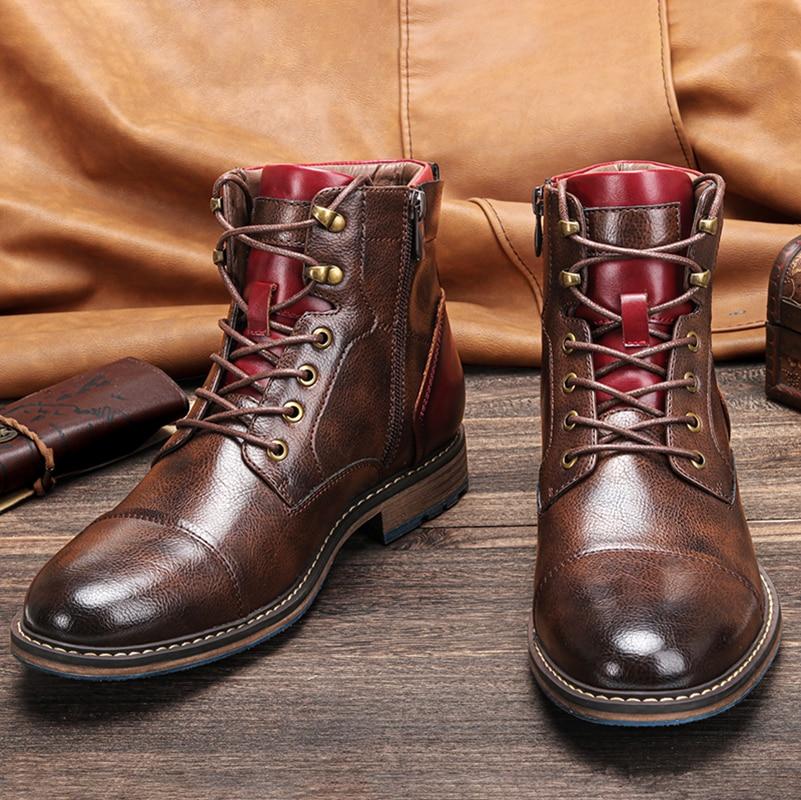 Santiago - Botas Clásicas de Cuero con Cordones y Acabado Vintage Premium