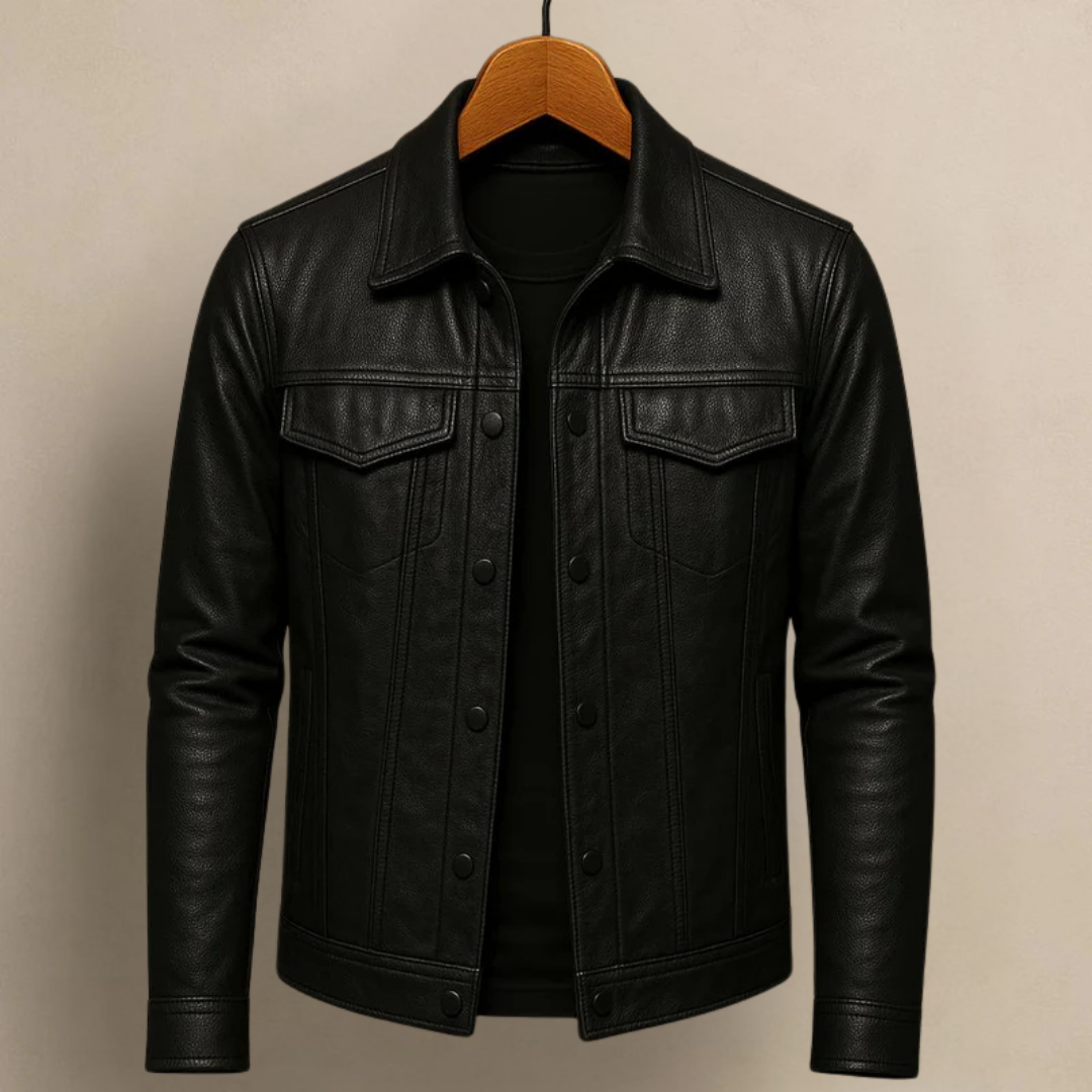 Alejandro - Chaqueta Clásica de Cuero Texturizado Premium