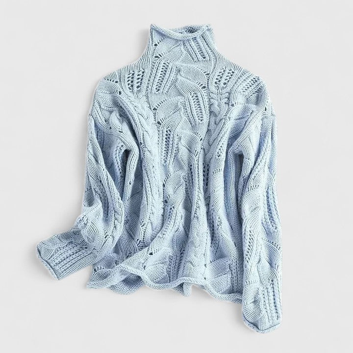 Valentina - Suéter Tejido de Cuello Alto con Diseño Trenzado Elegante