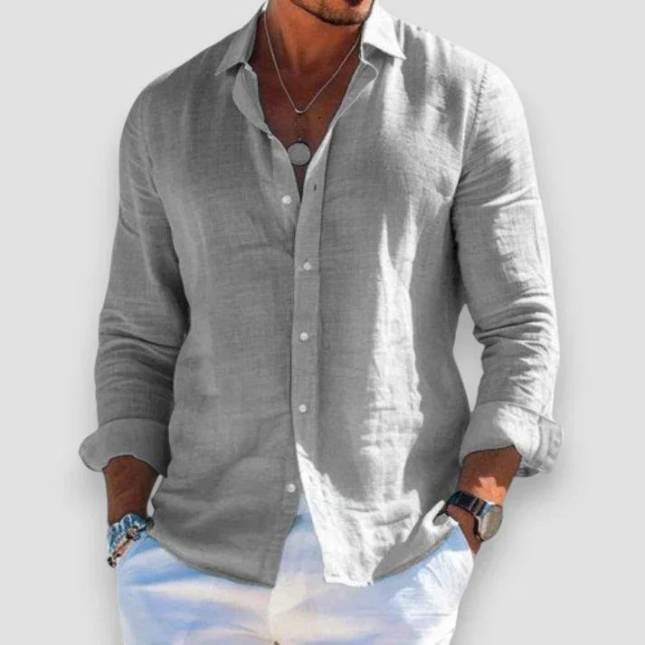 Leonardo - Camisa Casual de Lino Transpirable Premium
