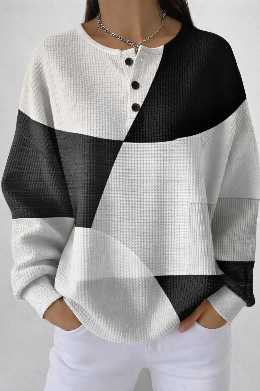 Lorena - Blusa Geométrica de Punto Suave Premium