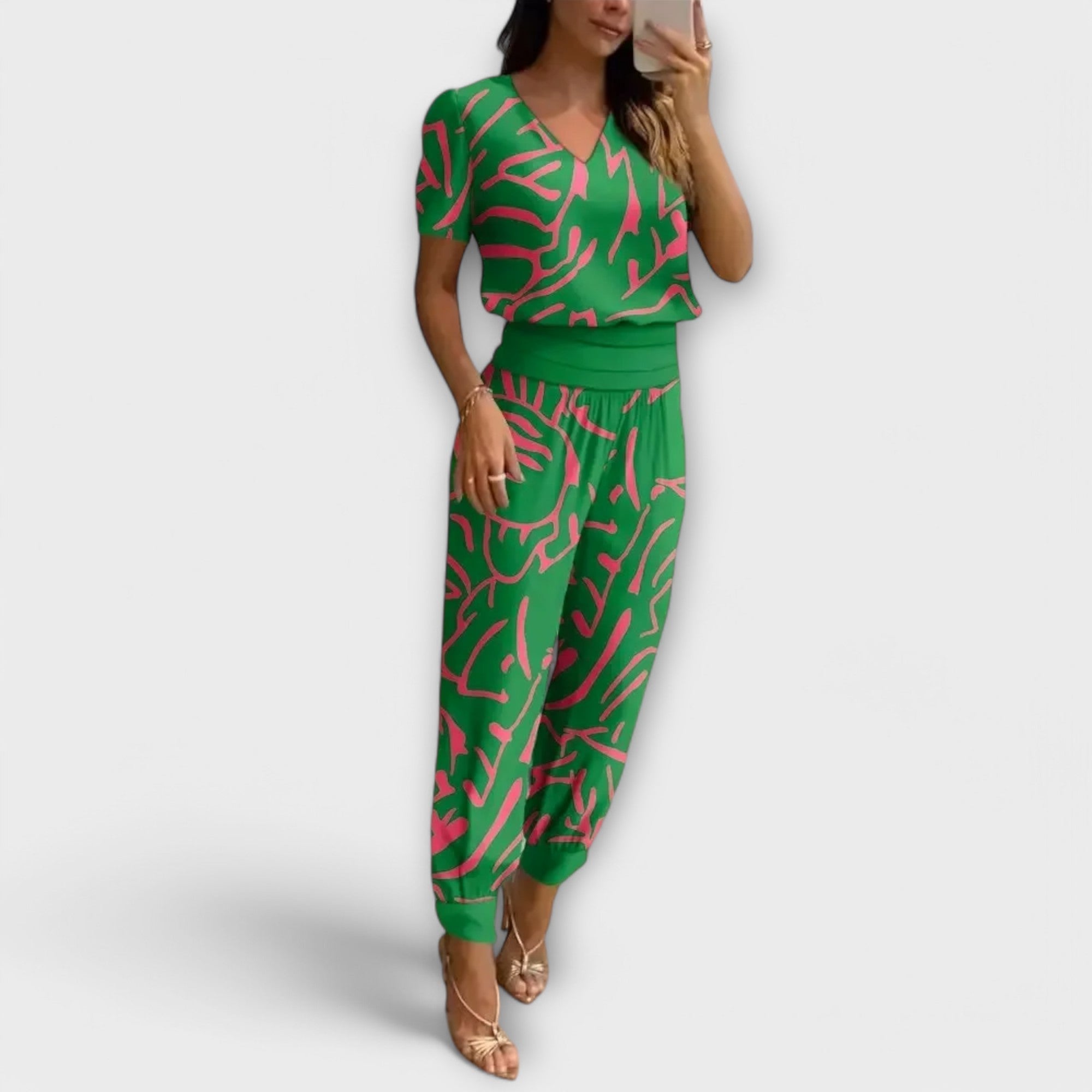 Mariana - Mono Elegante Estampado de Corte Fluido Premium