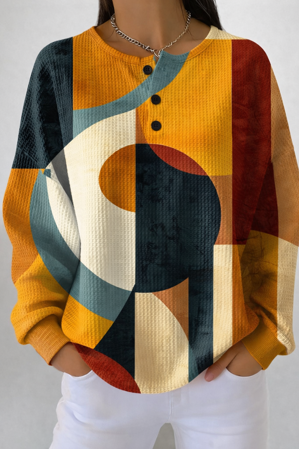 Emilia - Blusa Artística Estampada de Corte Casual Premium