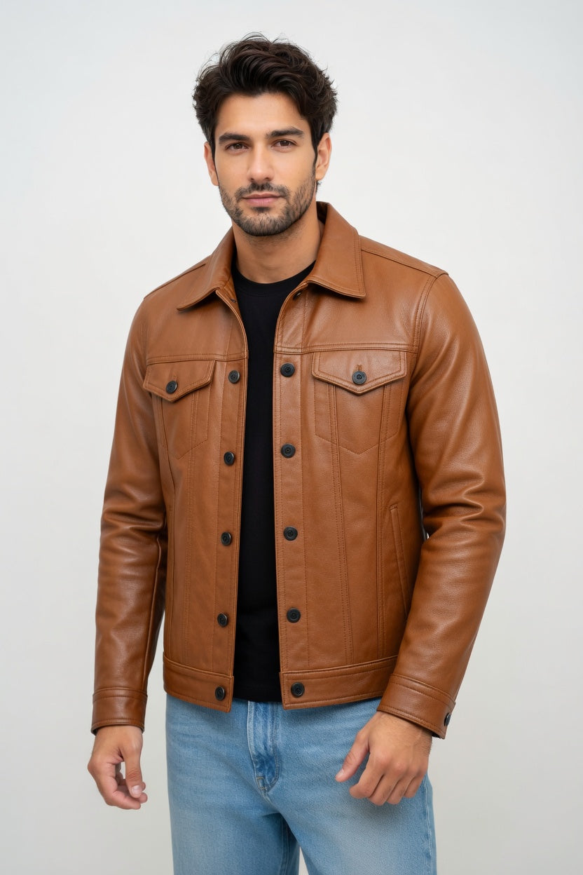 Alejandro - Chaqueta Clásica de Cuero Texturizado Premium