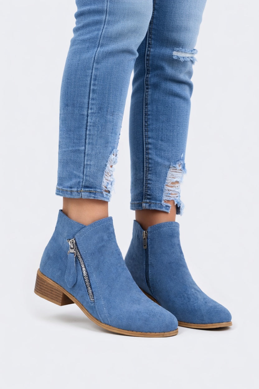 Valentina - Botines Casual de Ante con Tacón Bajo Premium