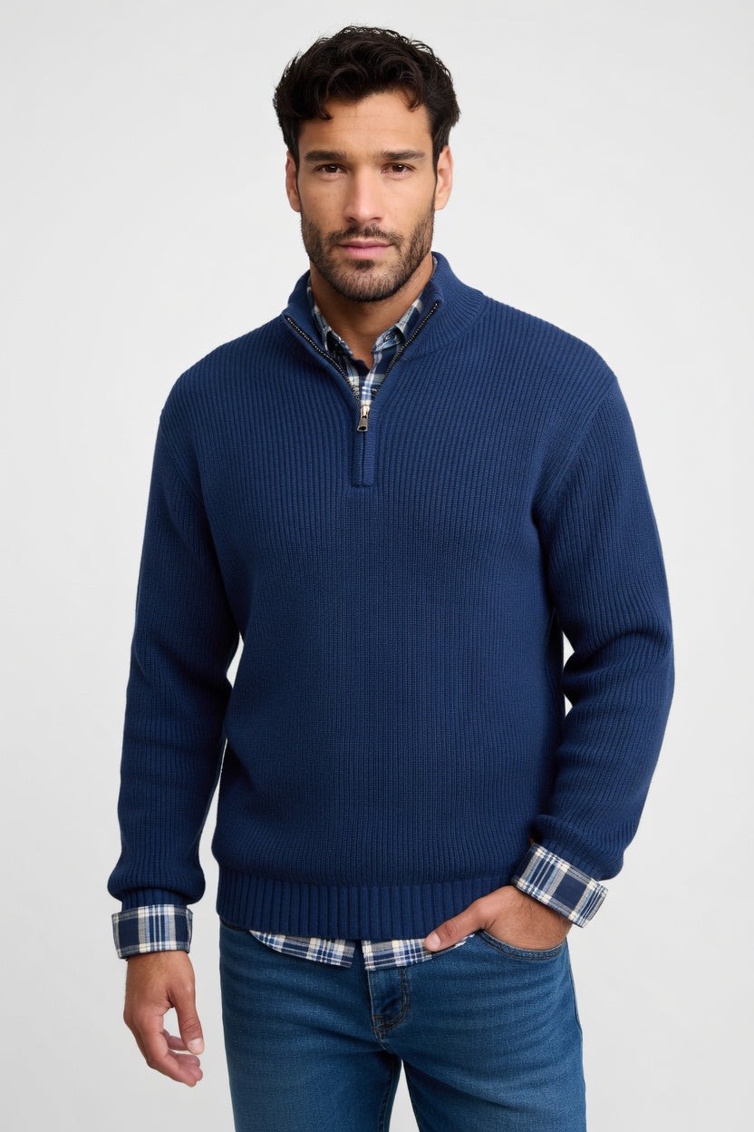 Roberto - Suéter Casual Texturizado de Algodón Premium