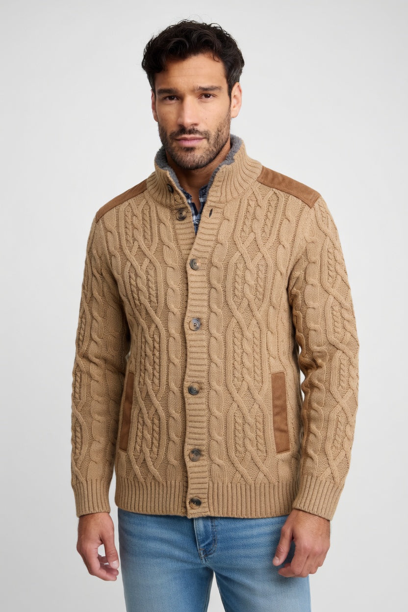Gabriel - Cárdigan Térmico Trenzado de Lana Premium