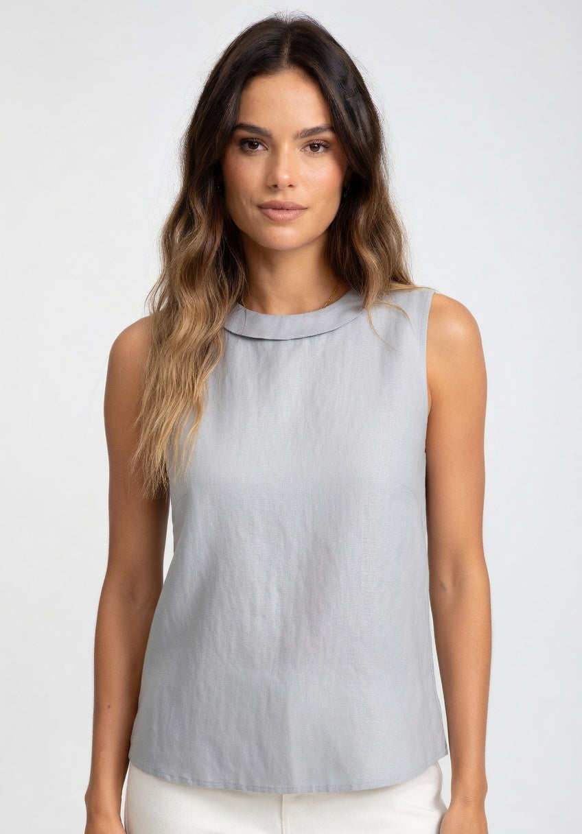 Isabella - Blusa Sin Mangas de Lino Ligero Premium