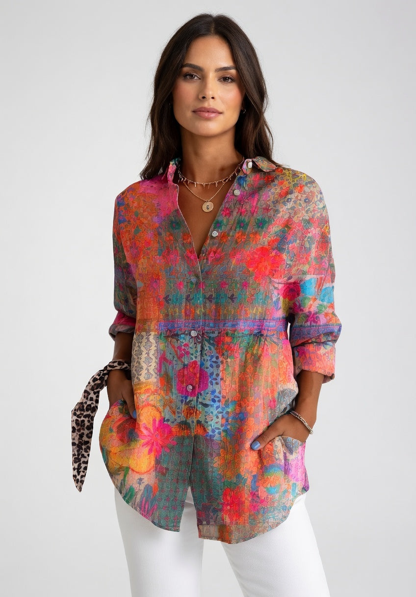 Camila - Blusa Estampada de Manga Larga con Tejido Ligero Elegante