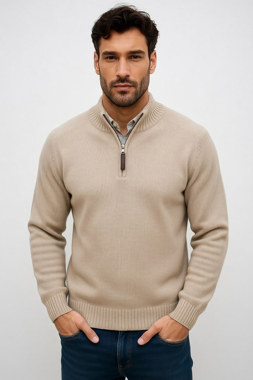 Santiago - Suéter Casual de Media Cremallera con Tejido Suave Premium