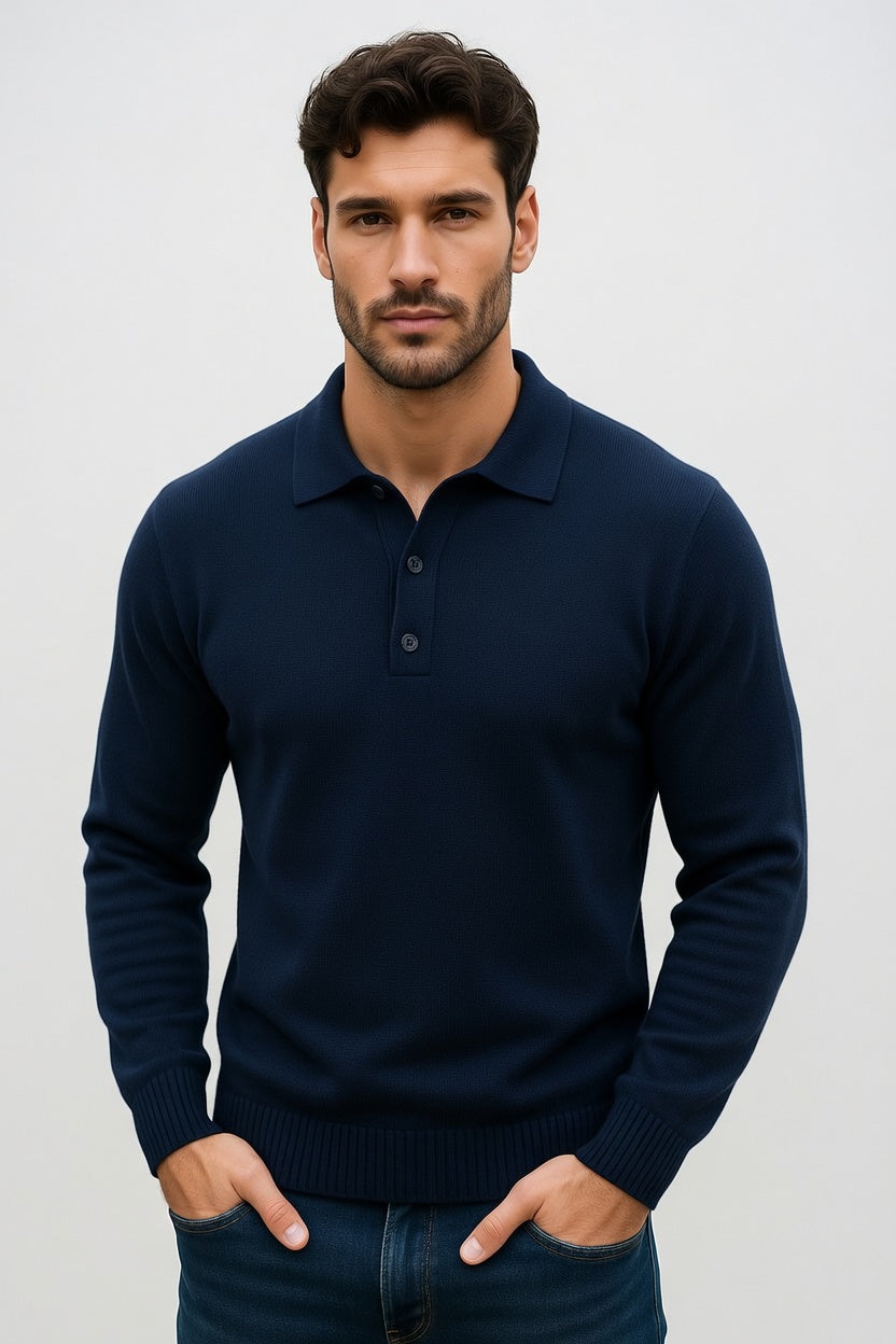 Ignacio - Suéter Polo Clásico de Algodón Premium