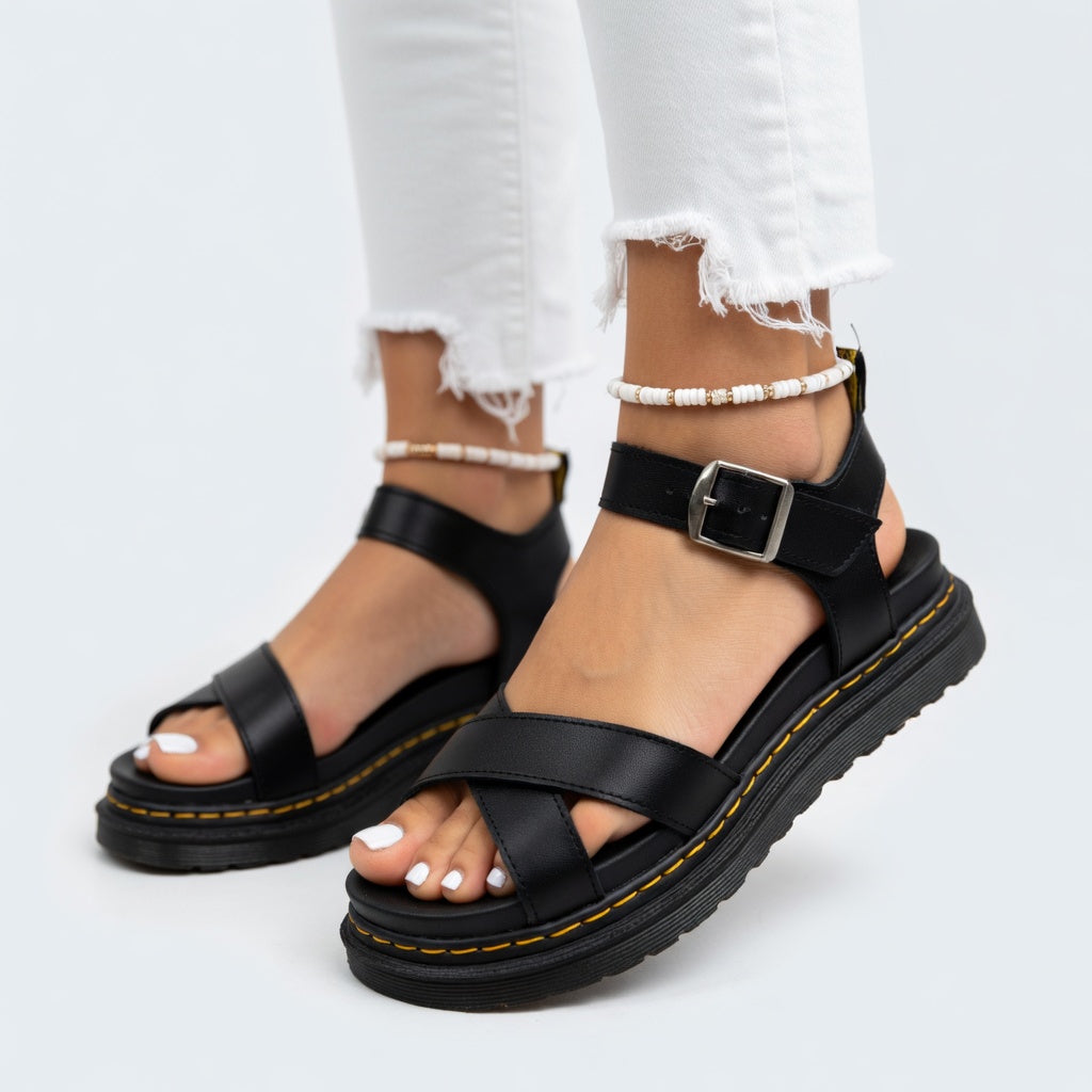 Renata - Sandalias Urbanas de Plataforma con Correas Ajustables y Acabado Suave