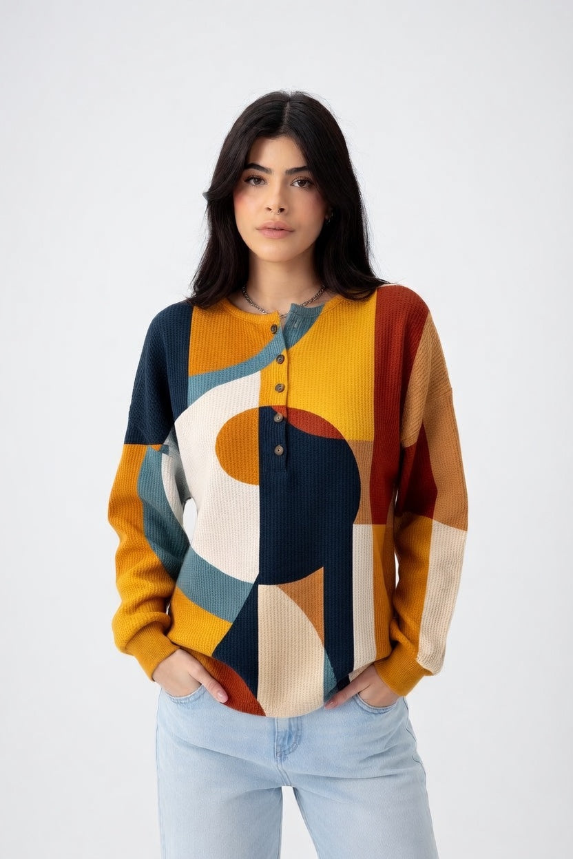 Emilia - Blusa Artística Estampada de Corte Casual Premium