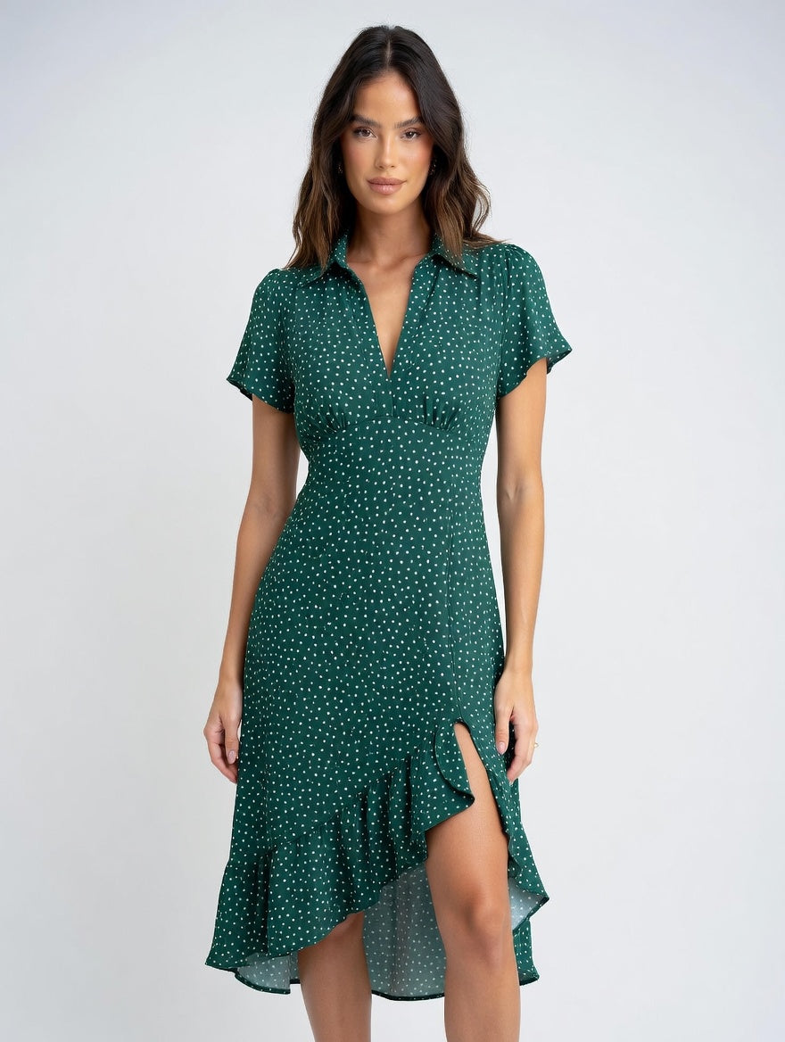 Lucía - Vestido Midi Estampado de Corte Fluido Premium