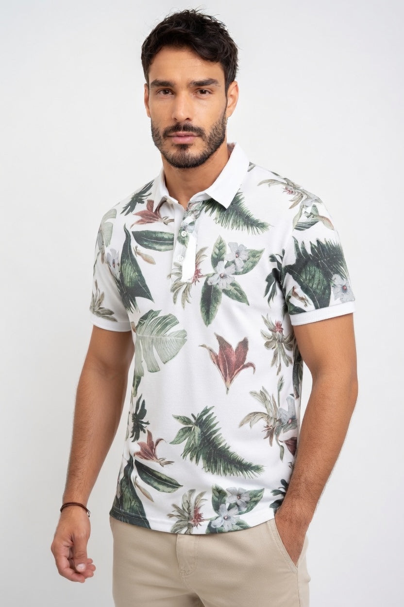 Esteban - Polo Estampado Floral de Algodón Premium