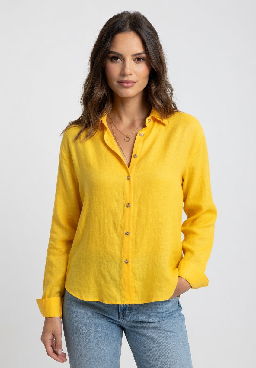 Sofía - Blusa Casual de Botones con Cuello en V y Tejido Ligero Elegante