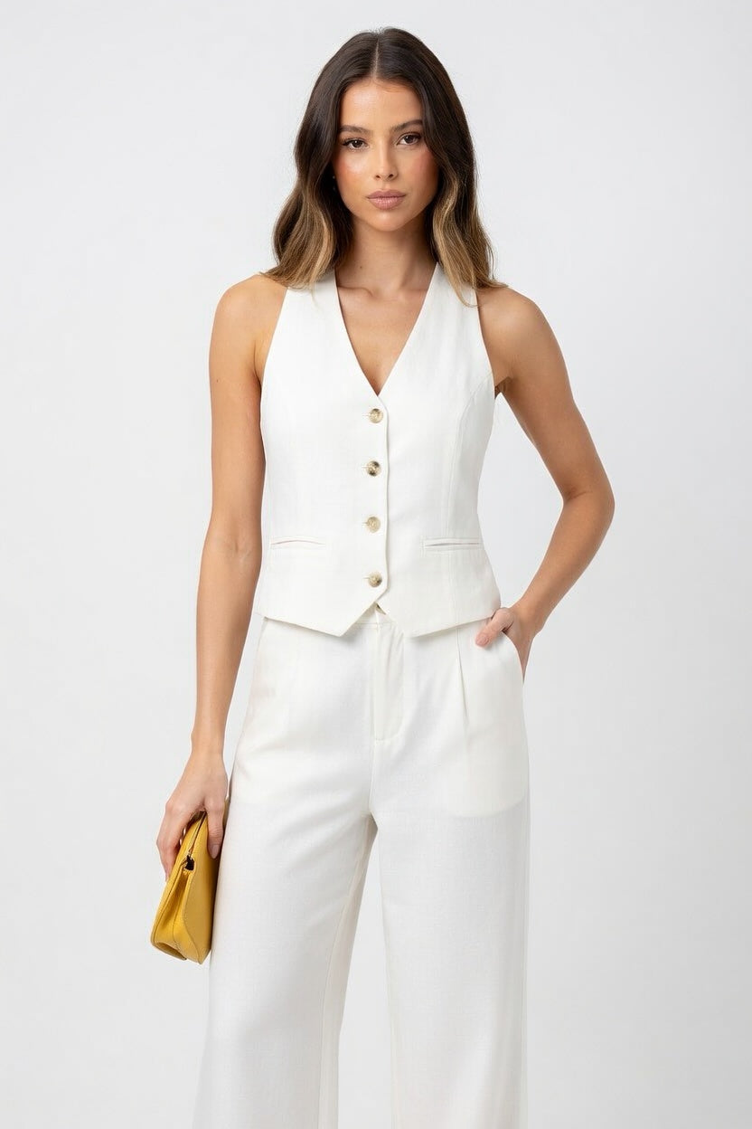 Isabella - Conjunto Elegante de Chaleco y Pantalón con Corte Recto Sofisticado