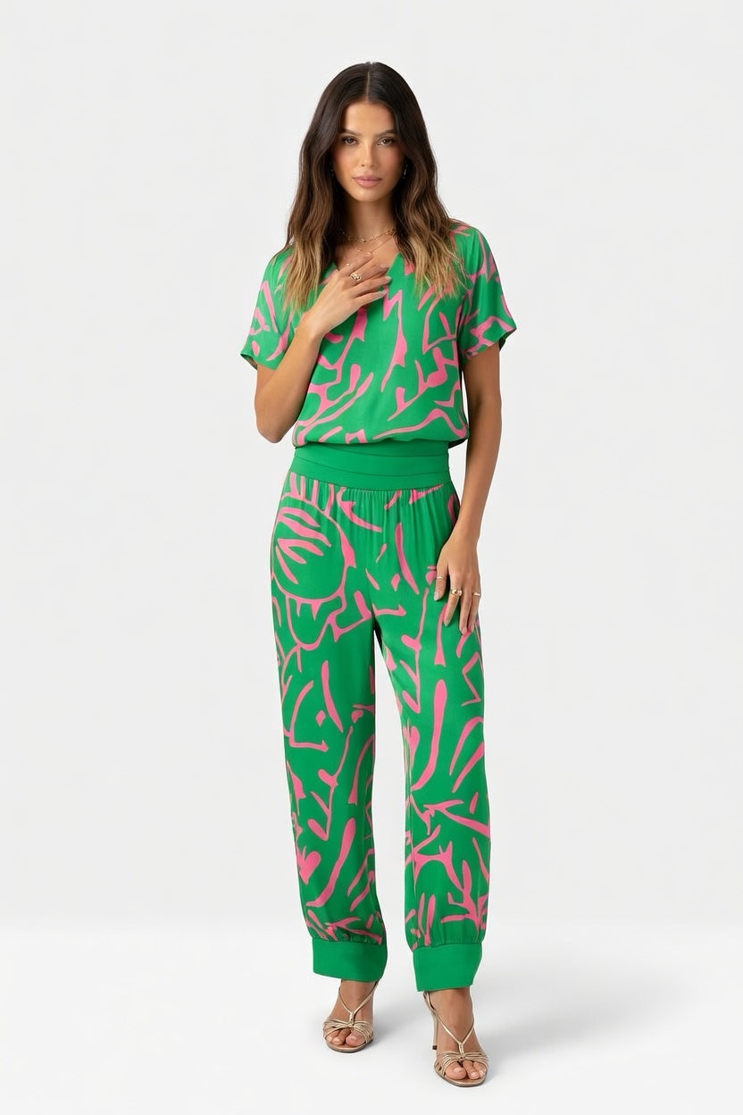 Mariana - Mono Elegante Estampado de Corte Fluido Premium