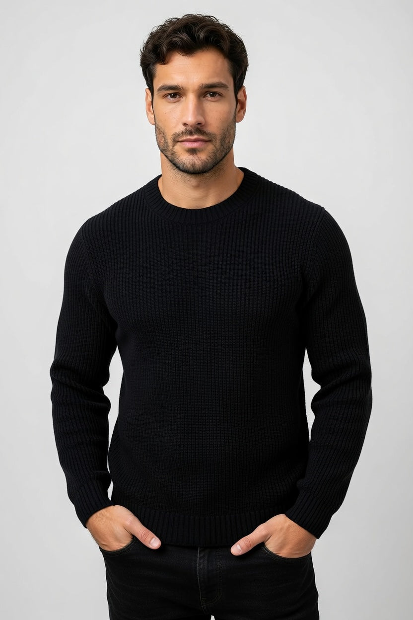Víctor - Suéter Clásico Texturizado de Algodón Premium