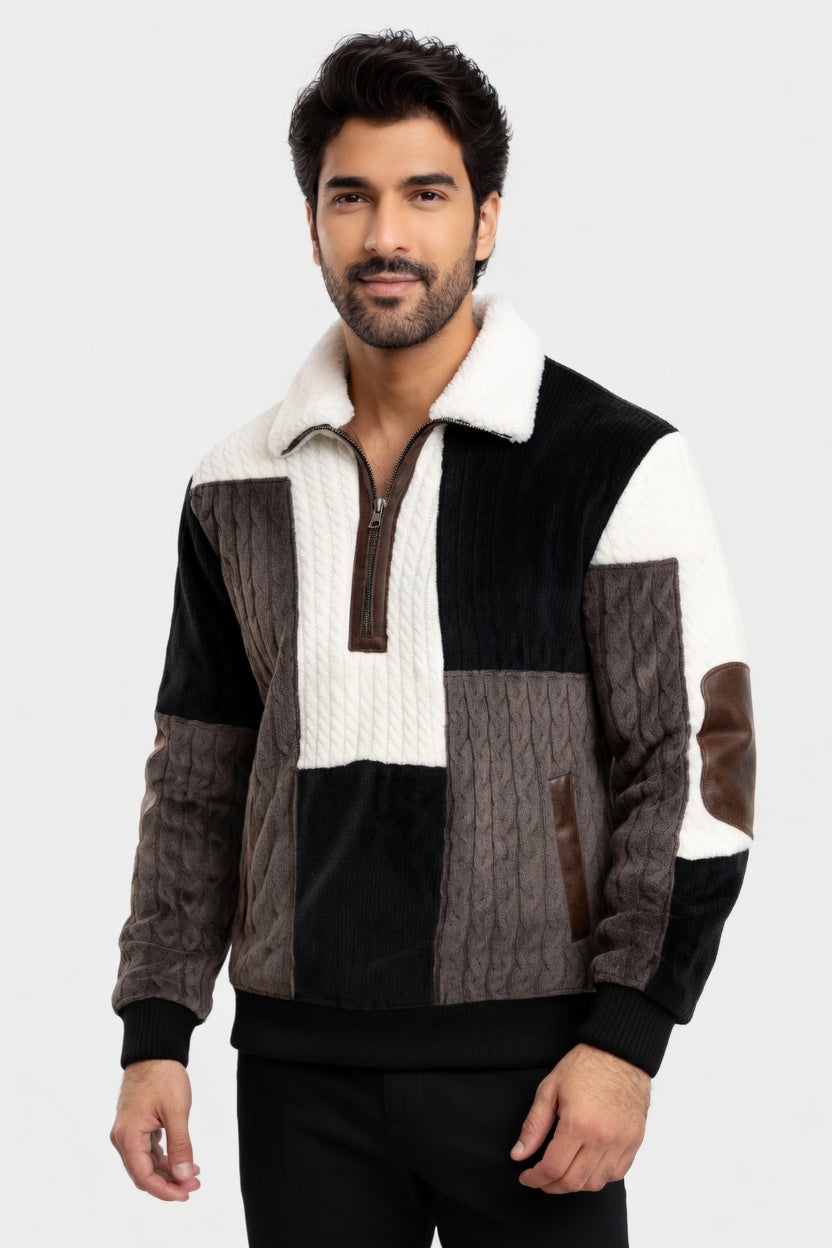 Julián - Jersey Vintage de Bloques con Medio Cierre Premium