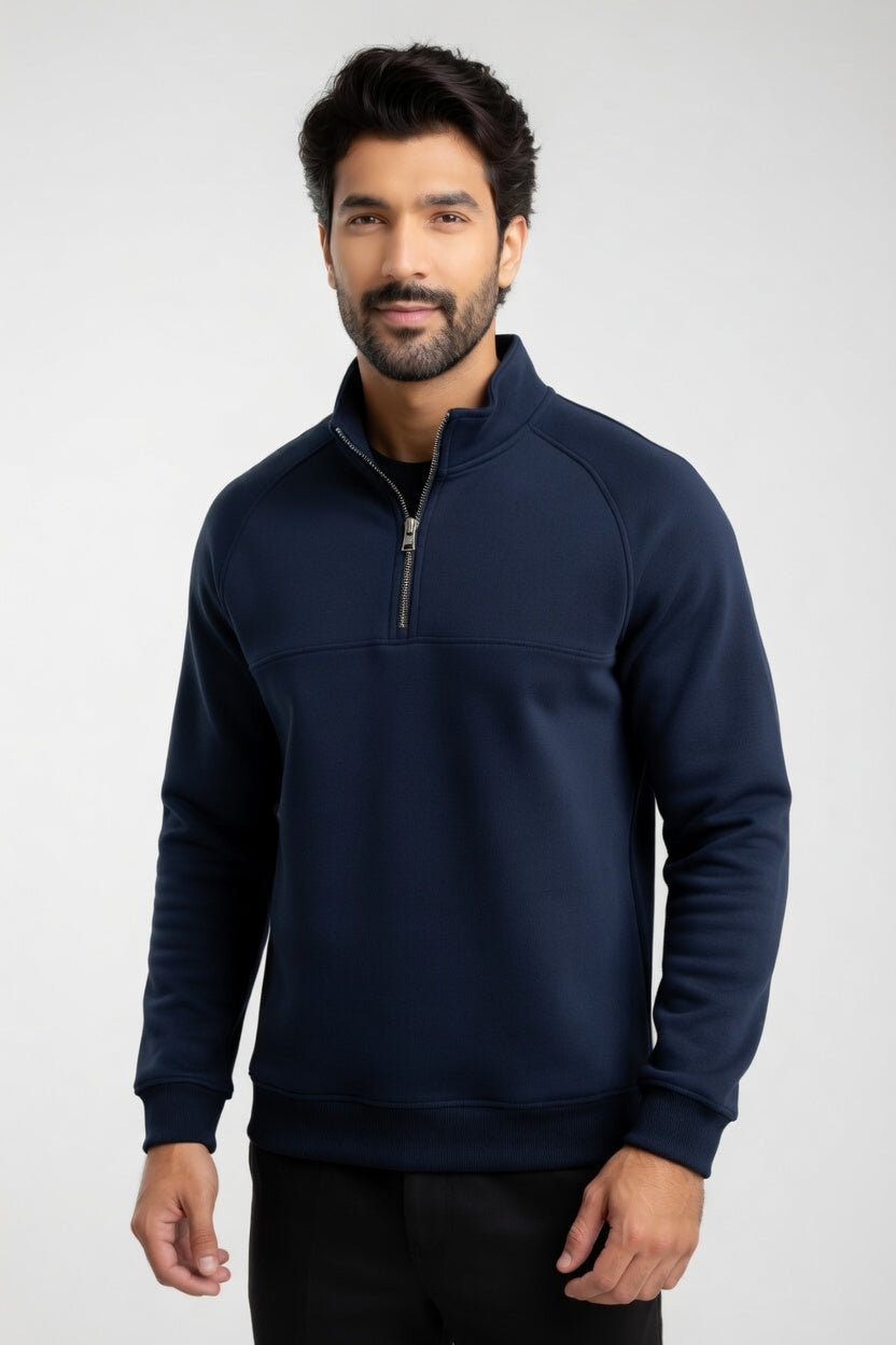 Adrián - Sudadera Medio Cierre de Algodón Premium