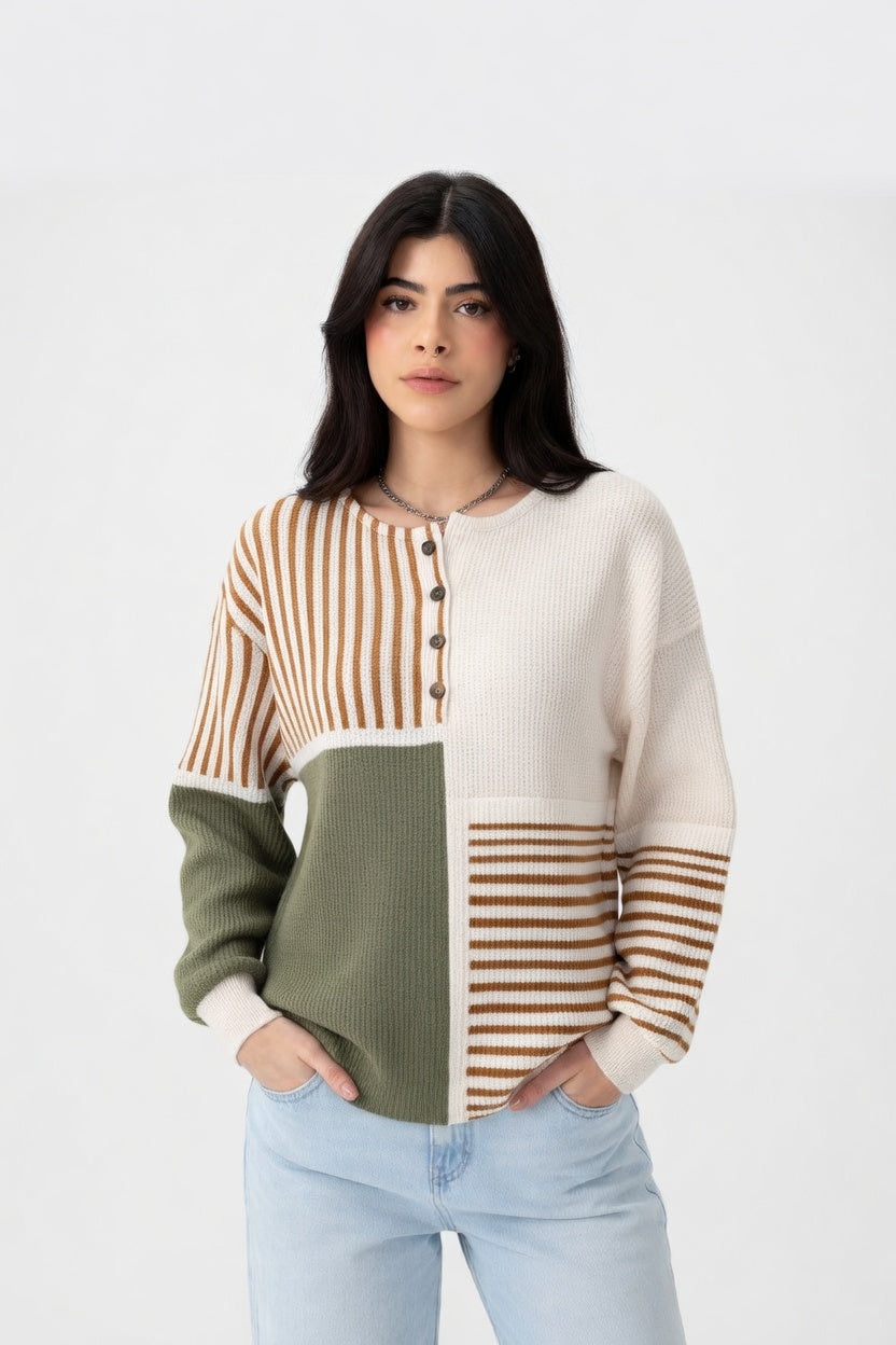 Regina - Blusa Patchwork Moderna de Corte Casual Premium