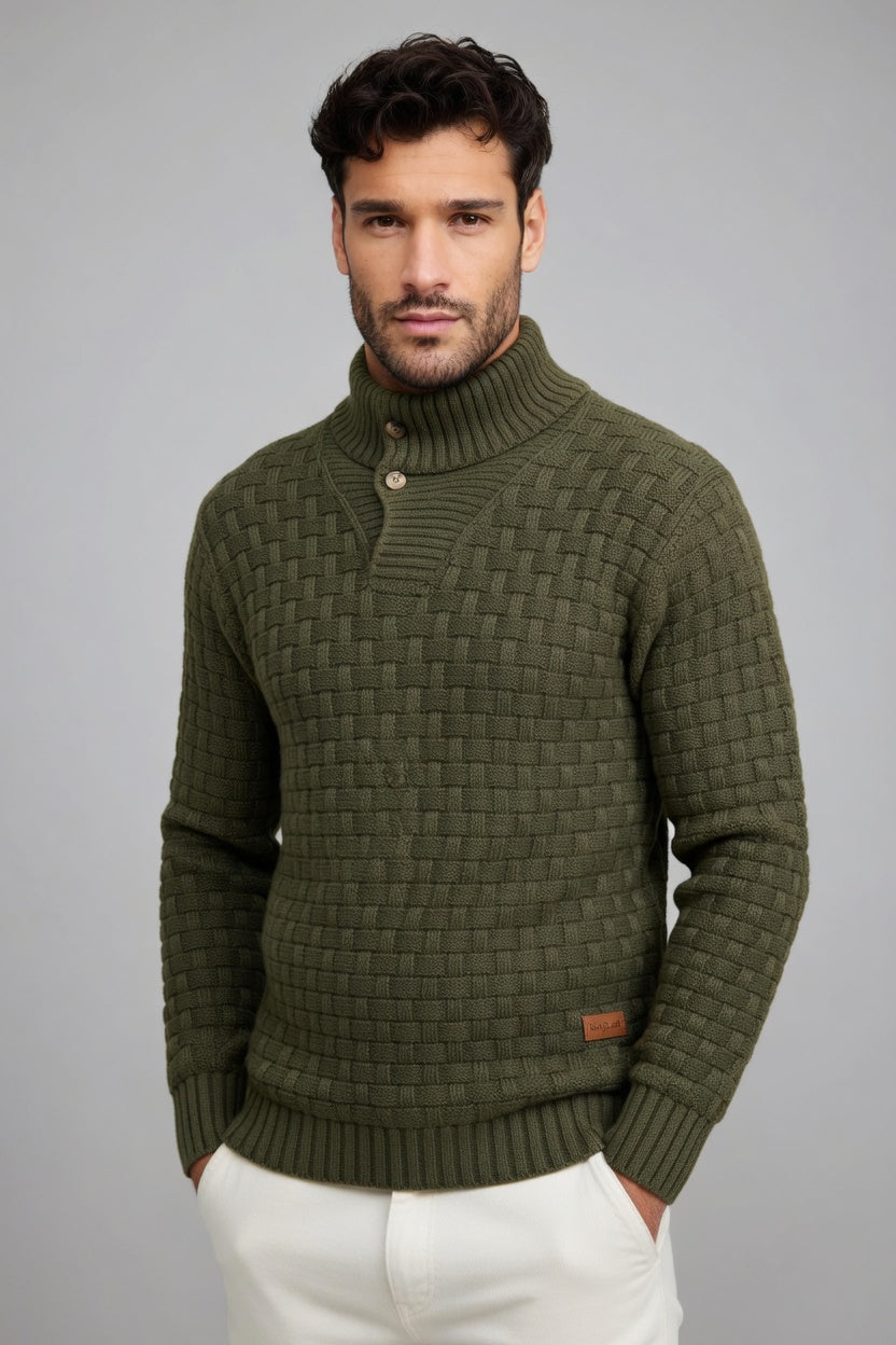 Héctor - Suéter Cuello Alto Texturizado de Algodón Premium