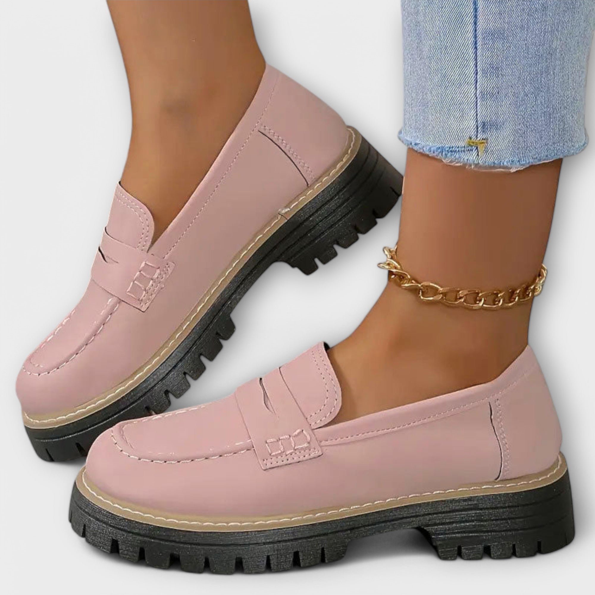 Camila - Mocasines Urbanos con Suela Gruesa y Acabado Premium